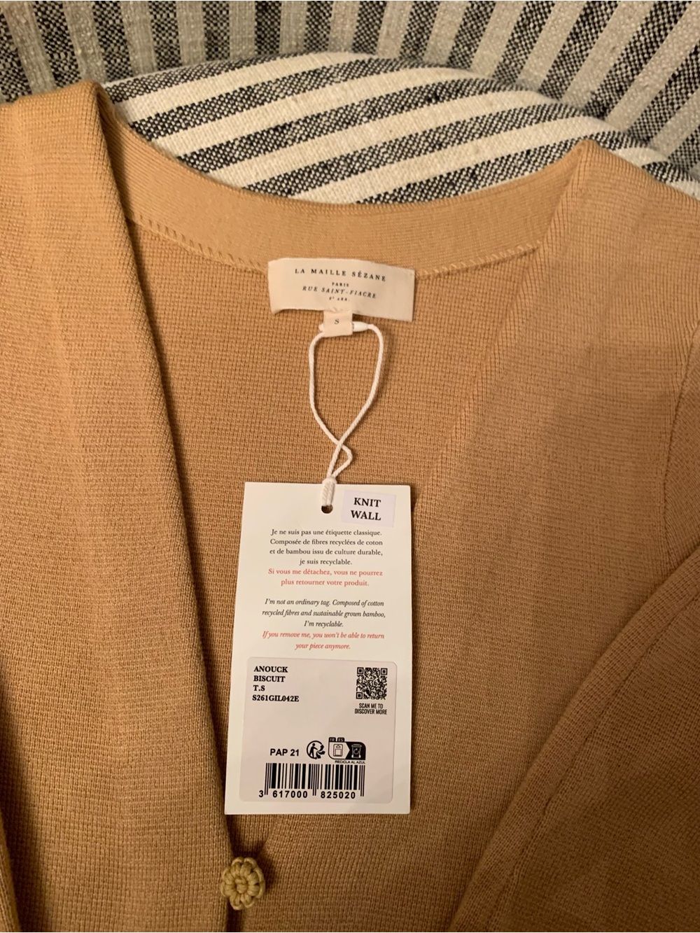 NWT Authentic Sezane Anouck Sweater $165 S Small Biscuit - Picture 5 of 7